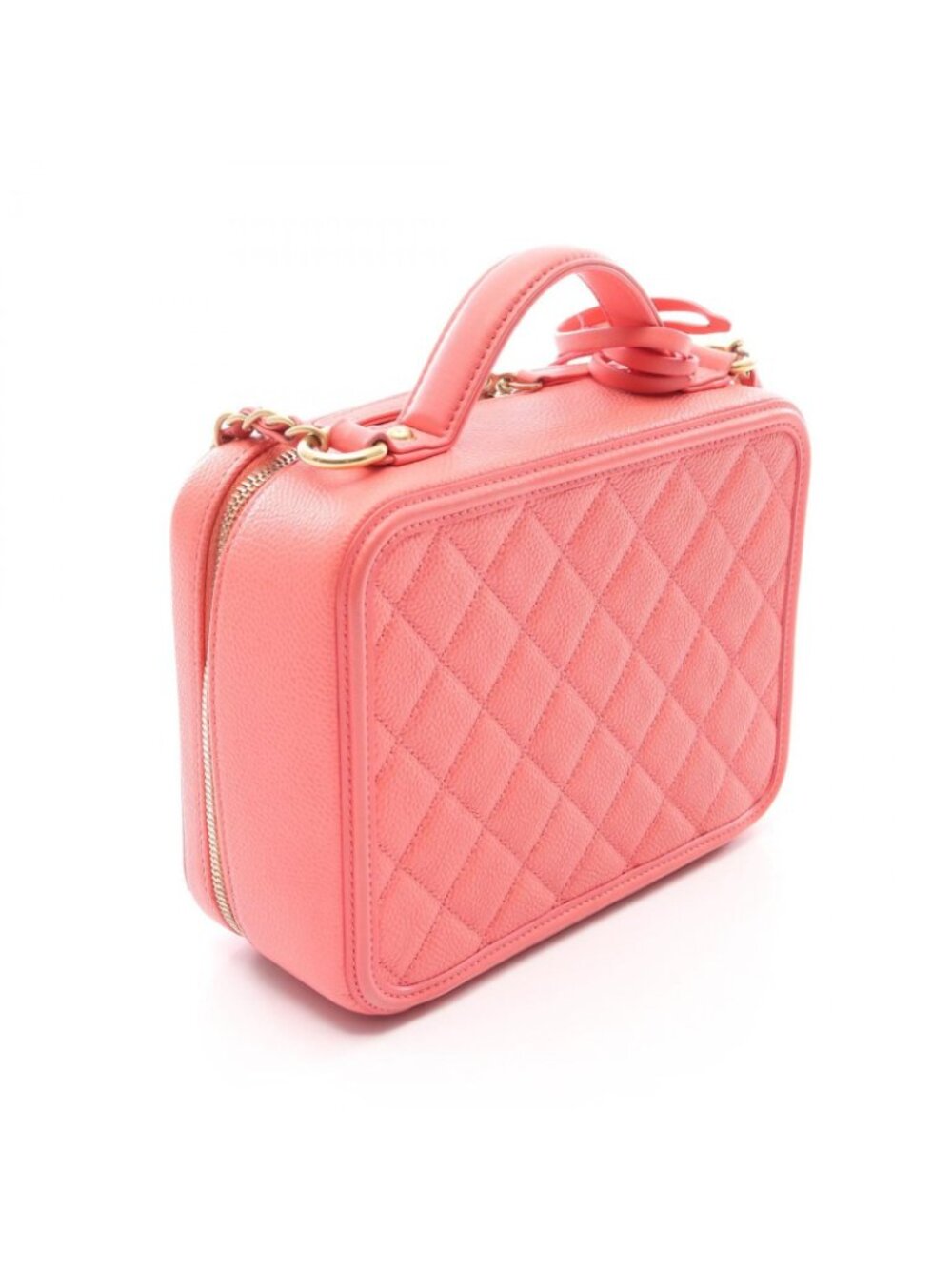 Chanel Shoulder Bag CC Figuri Vanity 2-Way Salmon Pink Caviar Leather CC - Picture 2 of 12